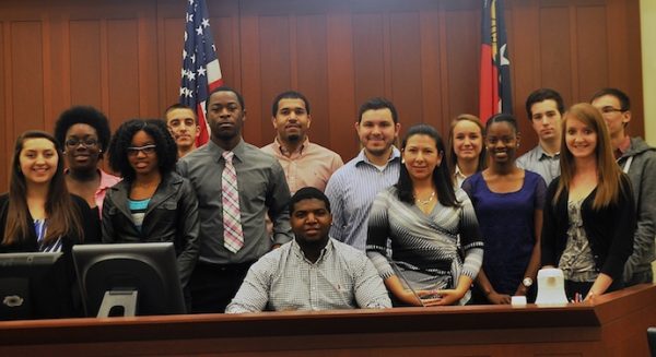 Law Enforcement Spanish class in courtroom