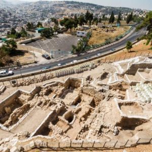 2015 Mount Zion excavation site as seen from Jerusalem's city wall.