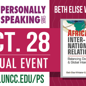 Book cover, Personally Speaking Series Oct. 28 virtual event. clas.uncc.edu/ps