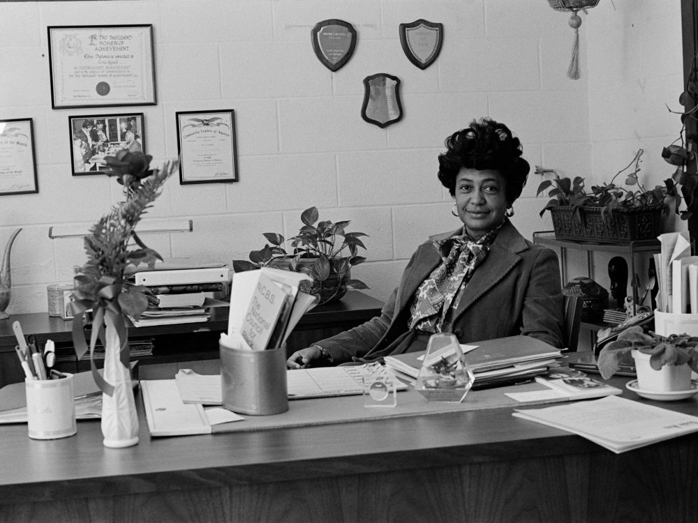 Maxwell-Roddey at her desk in the 1970s