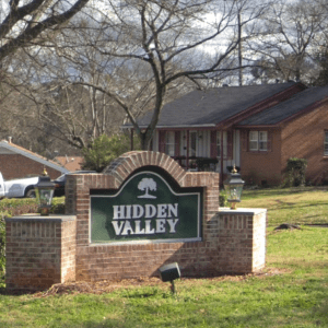 Neighborhood sign for Hidden Valley