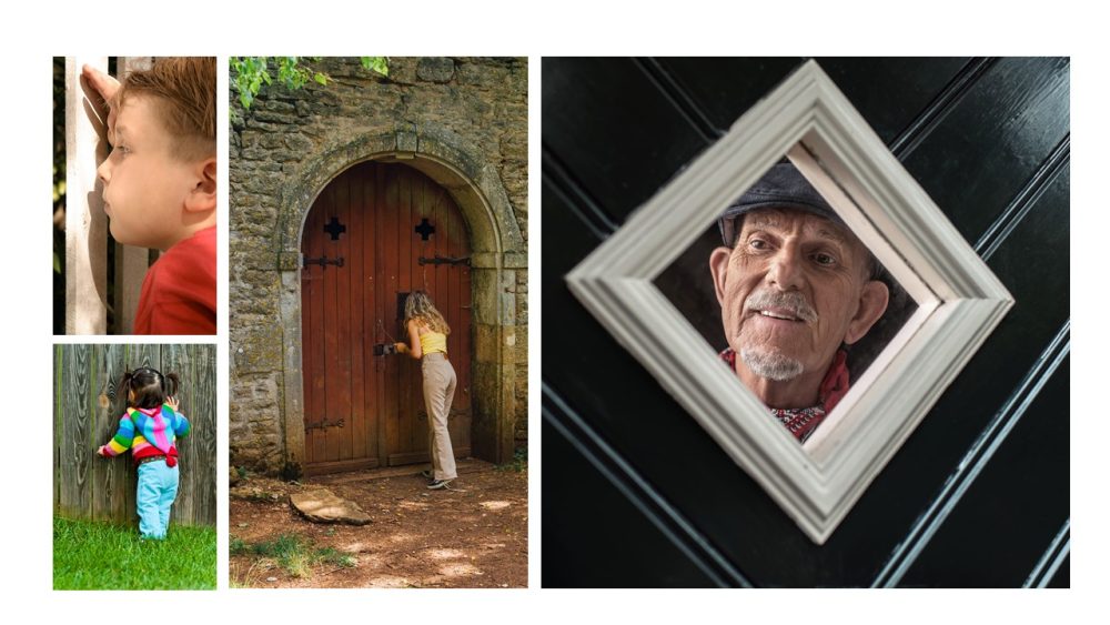 a photo of different people being curious through the lifespan, toddler, child, adult, senior