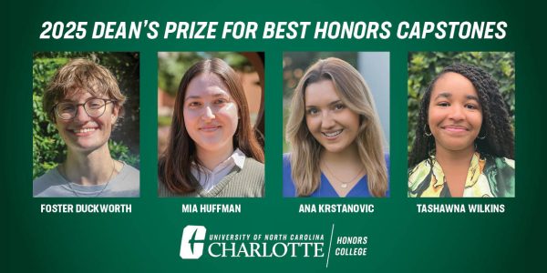 Photos of the four student winners of the 2025 Dean's Prize for Best Honors Capstone
