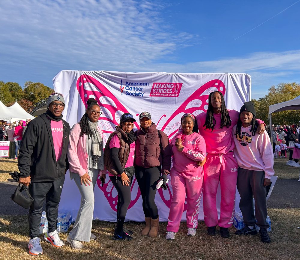 CHESS walking team wearing pink at the American Cancer Society breast cancer walk.