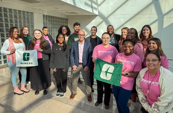 The group wearing pink for CHESS Pink Out day