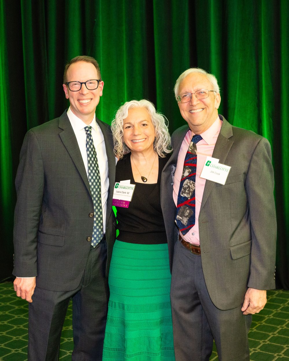 Laura Yates Clark with her psychology faculty members: Ryan Kilmer and Jim Cook, emeritus faculty.