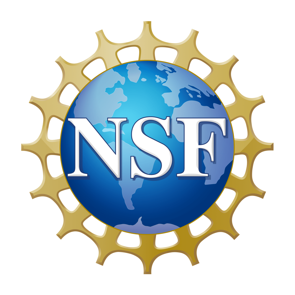 The National Science Foundation logo with NSF across the blue globe and a gold crown encircling it.