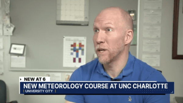 Terry Shirley on WSOC-TV to discuss the UNC Charlotte meteorology program