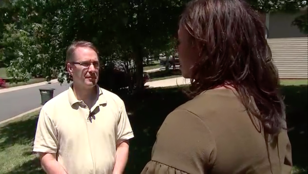 Eric Heberlig speaking to a WSOC-TV reporter about redestricting in South Carolina.